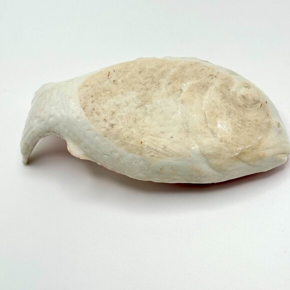 Antique Chinese Hand-Painted Fish Shaped Ceramic Dish Qing Dynasty wear on fins - Picture 8 of 12